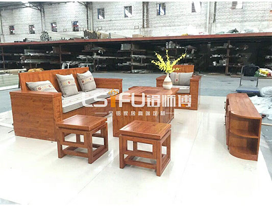 鋁師傅木紋全鋁茶幾沙發配套圖片