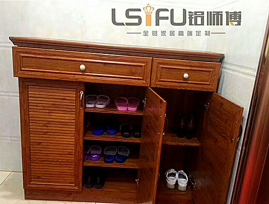 鋁師傅木紋假百葉門板全鋁鞋柜圖片 鋁師傅木紋假百葉門板全鋁鞋柜圖片