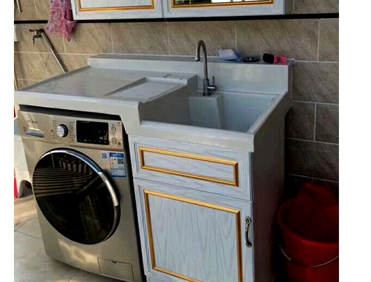 鋁師傅白色全鋁洗衣機浴室柜裝修效果圖