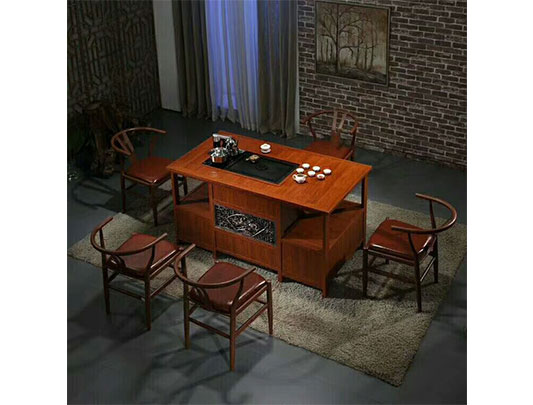 鋁師傅客廳室內空間全鋁茶幾椅子配套裝修效果圖